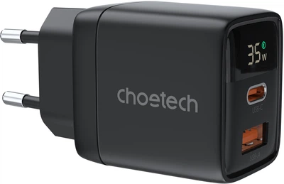 Мережевий зарядний пристрій Choetech USB-A/USB-C PD 35W Black (6932112106179)