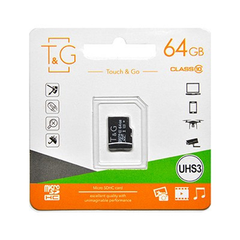 Карта памяти недорогая T&G MicroSDXC 64GB UHS-I U3 (TG-64GBSDU3CL10-00)