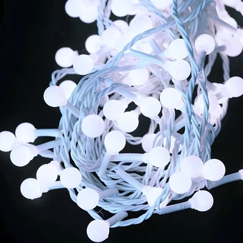 Гирлянда светодиодная Шарики на елку, 200 LED, 10мм, 10м, белый провод, Белый