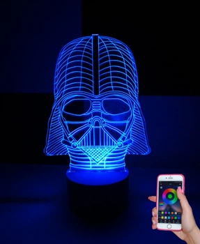 3d-светильник Дарт Вейдер (Звездные войны, Star wars), 3д-ночник, несколько подсветок (на bluetooth)