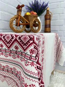 Скатерть Вышивка лен праздничная 130x180