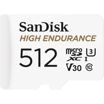 Карта памяти microSDXC SanDisk High Endurance 512Gb/class 10/V30/R100Mb/s/W40Mb/s/adapterSD (SDSQQNR-512G-GN6IA)