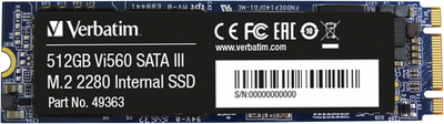 SSD диск Verbatim Vi560 S3 512GB M.2 2280 SATAIII 3D NAND TLC (49363)