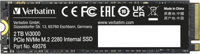 SSD диск Verbatim Vi3000 2TB M.2 2280 PCIe 3.0 x4 NVMe 3D NAND (49376)