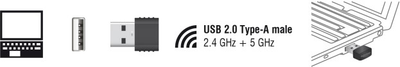 Мережевий адаптер Delock WLAN USB 2.0 Nano Stick Dualband 2.4/5 GHz AC 433 (4043619124619)