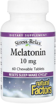 Амінокислота Natural Factors Мелатонін Stress Relax Melatonin 60 жувальних таблеток 10 мг (068958027197)