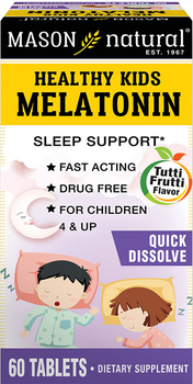Амінокислота Mason Natural Дитячий Мелатонін Healthy Kids Melatonin 60 таблеток Фрукти (311845185457)