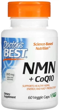 NMN + Коензим Q10 Doctor's Best 150 мг + 50 мг 60 капсул (753950005969)