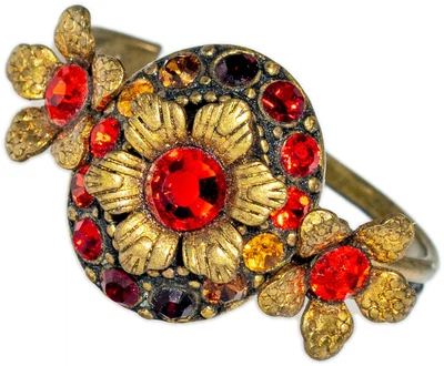 Кольцо "Огненный цветок" Michal Negrin с кристаллами Swarovski, ручная работа