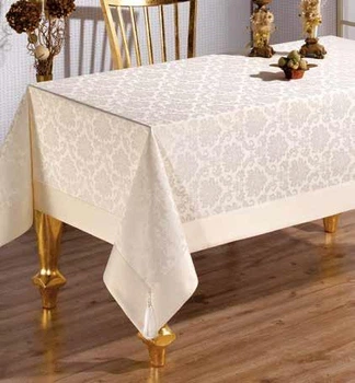 Скатертина TABE серії POLYCOTTON розмір 160*220 см з бавовни та поліестеру однотонна кремового кольору