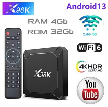 Смарт ТВ Приставка X98K 4гб 32Гб RockChip WiFi6 RK3825 Андроид 13 медиаплеер android smart tv box