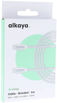 Kabel alkaya Speed Flex Braided USB-C - USB-C 65W 1M White (CL-60006)