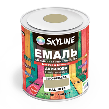 Эмаль для пола акрил-полиуретановая SkyLine Серо-бежевая RAL 1019 0.75 л