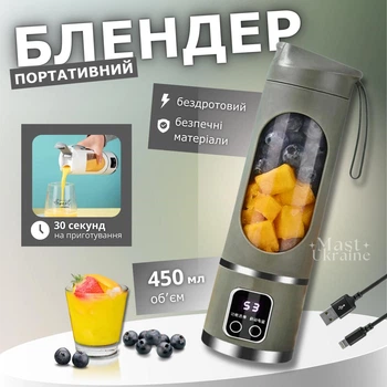 Портативний блендер-соковитискач AND у вигляді пляшки з USB зарядкою LY-638-Green
