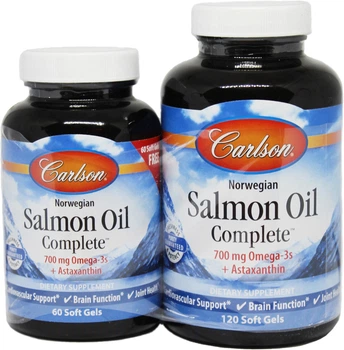 Жирные кислоты Carlson Лососевый жир Salmon Oil Complete 120 + 60 желатиновых капсул (088395183409)
