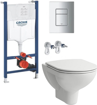 Інсталяція GROHE Rapid SL 388400WG1 з панеллю змиву Skate Cosmopolitan 38732000 + унітаз LAUFEN Pro Rimless 8669510000001 з сидінням Soft Close 8989660000001 дюропласт