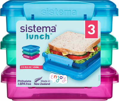 Pojemnik na lunch Sistema Sandwich Box 3Pack 450 ml (9414202416476)