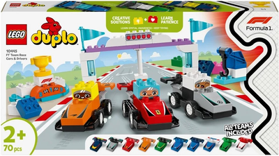 Zestaw klocków LEGO DUPLO Bolidy i kierowcy F1 70 elementów (10445)