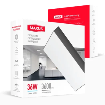 Светильник светодиодный накладной 1-MSP-3641-SSG MAXUS SP Ceiling 36W 4100K Square Slim Gray