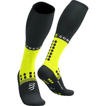 Компрессионные гольфы Compressport Full Socks Winter Run Black/Safe Yellow T1 (30-34 см) (CFSU3109036T1)