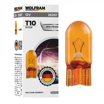 Автолампа розжарювання Wolfram 12v T10 WY5W Жовта (26307)