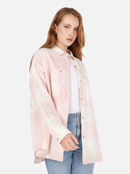 Сорочка джинсова оверсайз жіноча Colin's CL1070302PPO XS-S Powder Pink в клітинку (8684112307428)