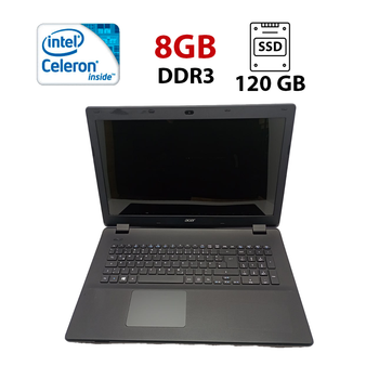 Ноутбук Acer Aspire ES1-711 / 17.3" (1600x900) TN / Intel Celeron N2940 (4 ядра по 1.83 - 2.25 GHz) / 4 GB DDR3 / 120 GB SSD / Intel HD Graphics / WebCam б/у