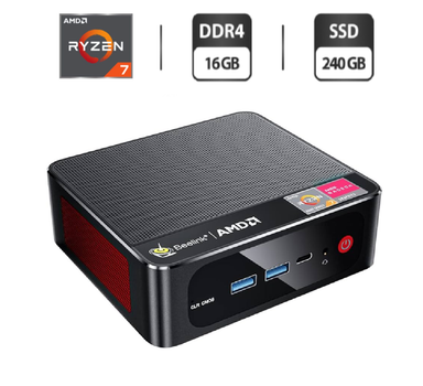 Неттоп Beelink SER5 MAX USFF / AMD Ryzen 7 5800H (8 (16) ядер по 3.2 - 4.4 GHz) / 16 GB DDR4 / 240 GB SSD + 1 TB HDD / AMD Radeon RX Vega 8 Graphics / USB 3.1 / Wi-Fi / Bluetooth / Блок питания в комплекте б/у