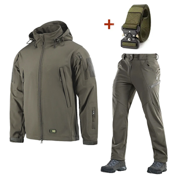 Форма M-TAC Soft Shell на флісі Куртка та Штани + Подарунок ремінь Кобра олива розмір S