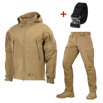 Форма M-Tac Куртка SoftShell Tan та Штани Aggressor Gen II Flex Coyote Brown + Подарунок ремінь Кобра розмір S