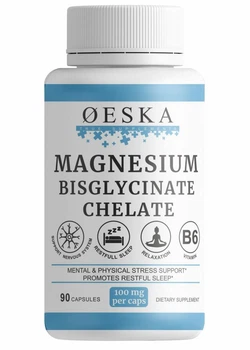 Магній Бісгліцинат Хелат Oeska 90 капсул | Magnesium Bisglycinate Chelate | Гліцинат