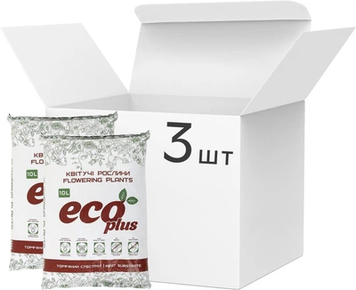 Набір з трьох штук Ecoplus Торф'яний субстрат "Для квітучих рослин" 10 л (ТВ000031550)
