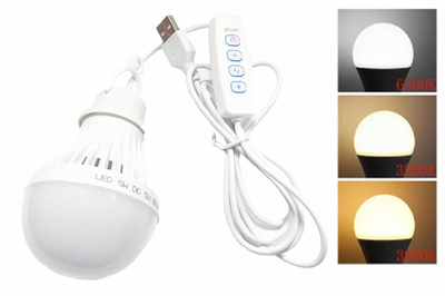 Світлодіодна LED лампа з перемикачем від живлення USB 5В
