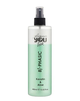 Двухфазный несмываемый кондиционер You Look для распутывания волос Professional Glamour Bi-Phasic Keratin & Aloe 400 мл