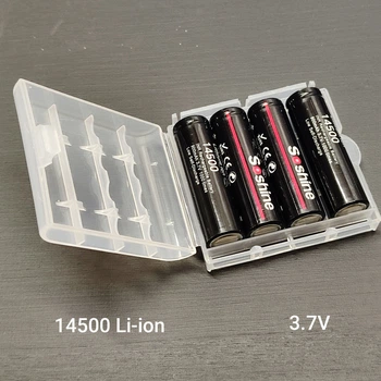Аккумуляторы 14500/AA Li-Ion Soshine 14500-3.7V, 900mAh, 1.8A, 4 штуки в пластиковом боксе