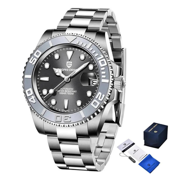 Мужские механические часы Pagani Design PD-1651 Yacht Master Silver-Black