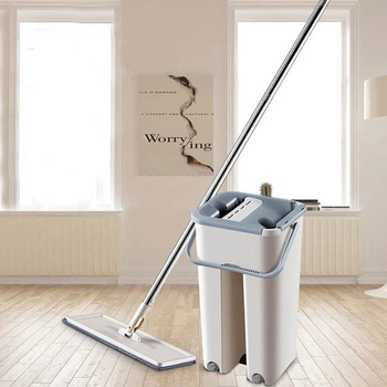 Комплект для уборки швабра с ведром на 4 литра с автоматическом отжимом Easy Mop