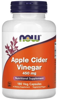 Яблучний оцет Now (Now Foods) Apple Cider Vinegar 450 мг 180 вегетаріанських капсул (733739033178)
