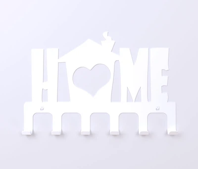 Настінна вішалка декоративна ВМ-14 "Home 1" на 6 гачків, біла