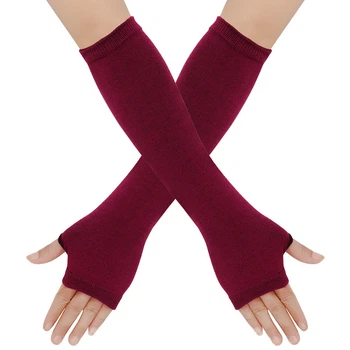 Митенки однотонные бордовые One Size