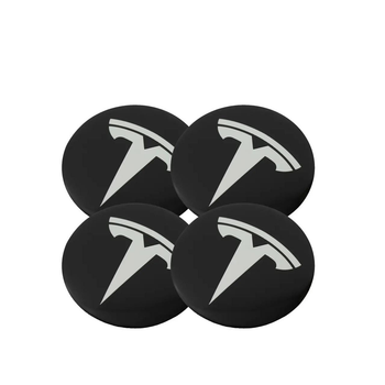 Комплект автомобильных колпачков (заглушек) с логотипом на колесный диск Tesla 4 шт Черный (JDT-0845653)