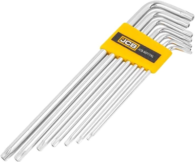 Набор Г-образных ключей TORX экстра длинных с отверстием JCB 7 предметов (JCB-5071TXL)