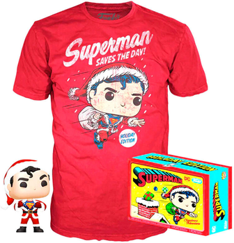 Zestaw prezentowy Funko Pop! & Tee DC Comics Superman Exclusive Flocked Figurka 9 cm + Koszulka Rozmiar XL (889698506489)