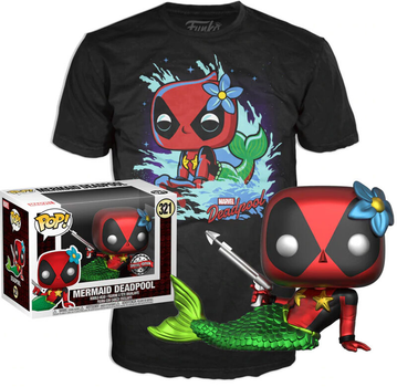 Подарунковий набір Funko Pop! & Tee Marvel Deadpool Mermaid Exclusive Фігурка 9 см + Футболка Розмір M (889698340342)