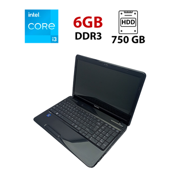 Ноутбук Toshiba Satellite L650 / 15.6" (1366x768) TN / Intel Core i3-380M (2 (4) ядра по 2.53 GHz) / 6 GB DDR3 / 750 GB HDD / Intel HD Graphics / WebCam б/у