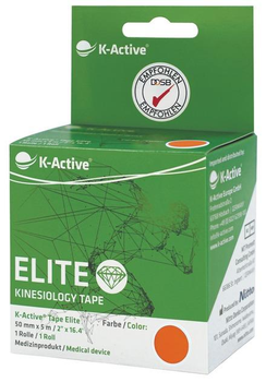 Кінезіо тейп для чутливої шкіри K-Active Tape Elite Японія 5см х 5м помаранчевий