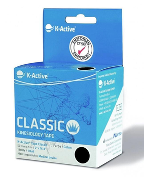 Кінезіо тейп K-Active Сlassic Японія 5 см х 5 м чорний