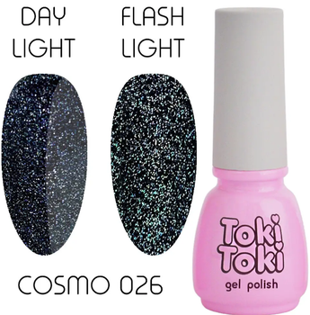 Гель-лак Toki Toki Cosmo 026, темно-синий светоотражающий, 5 мл