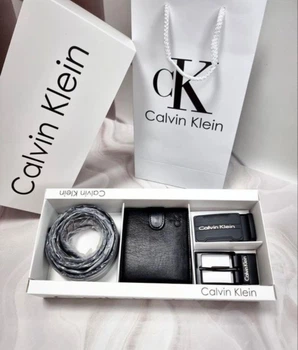 Чоловічий подарунковий набір Calvin Klein для чоловіка ремінь, гаманець + упаковка у подарунок