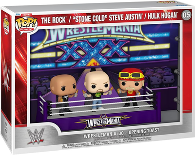 Набір фігурок Funko Pop! Moment Deluxe Wwe Wrestlemania 30 Opening Toast The Rock Stone Cold Steve Austin Hulk Hogan 3 шт (889698788106)